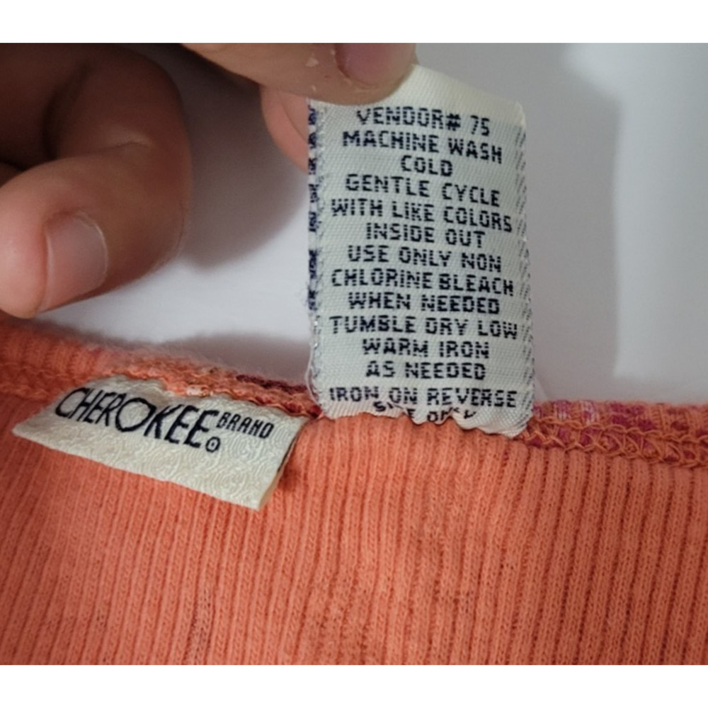 Vintage Y2K Cherokee Women's L Coral Floral Textured Knit Tank Top Boho Fairy - Picture 5 of 6